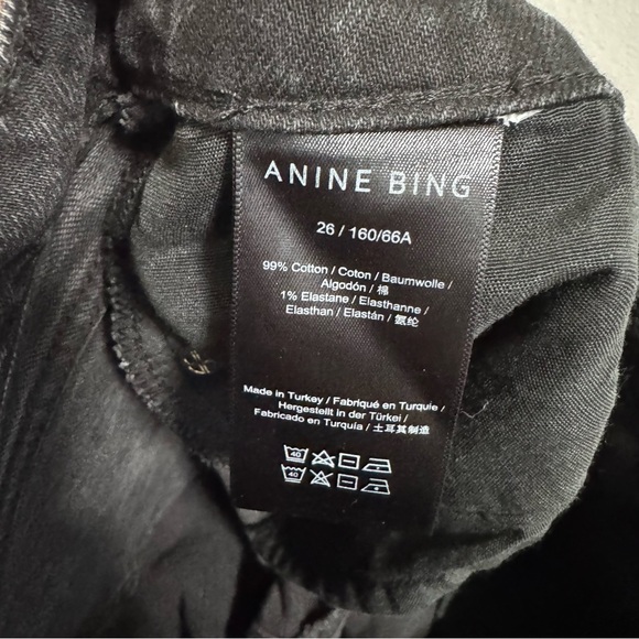 Anine Bing Nix Straight Leg Jeans in Iron Black Size 26 - Picture 12 of 13